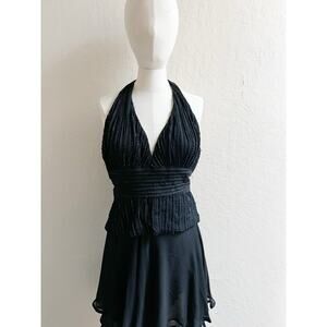 VTG Cache Beaded Black Halter Top Y2K Club Sz 10 Whimsigoth Witchy Fairy Grunge
